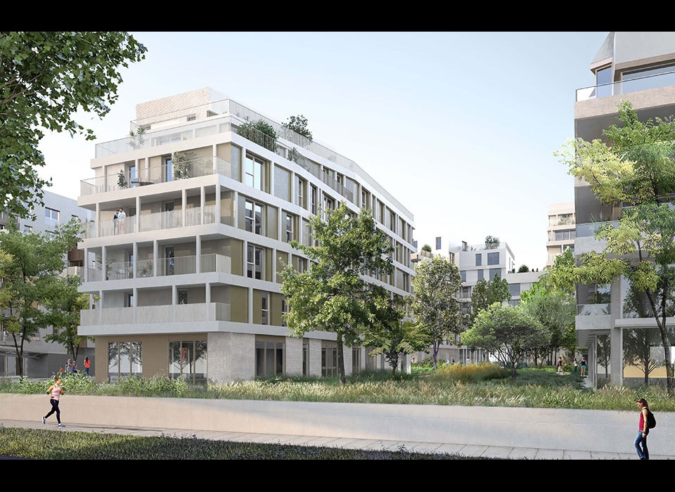 Réalisation de 600 logements collectifs, de commerces et d'un parking silo - ZAC du Canal de l'Ourcq - Noisy le Sec - 93 - Seine Saint Denis